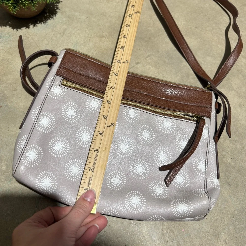Fossil Felicity Leather Crossbody Bag Purse Dandelion Print Boho Western Cowgirl